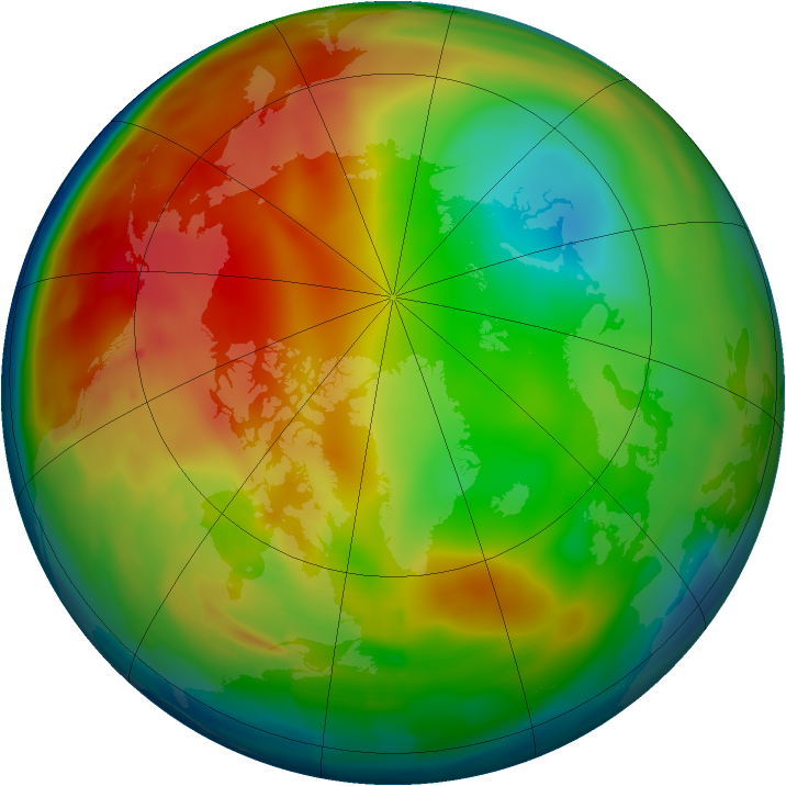 Arctic ozone map for 19 January 2010